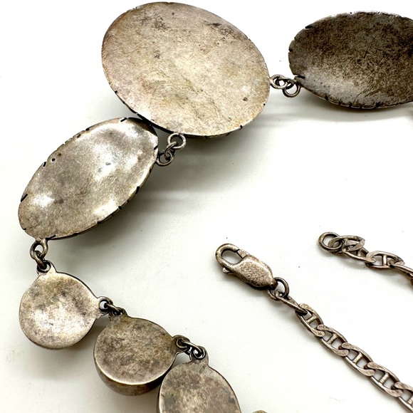 🔥 Vintage Tribal Aztec Mask Black Obsidian Silver Necklace - Picture 14 of 17